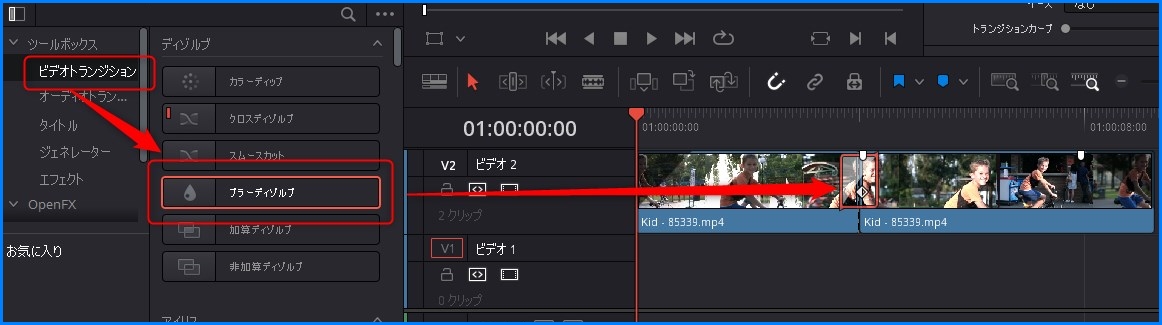 DaVinci Resolve エフェクト（ビデオトランジション）