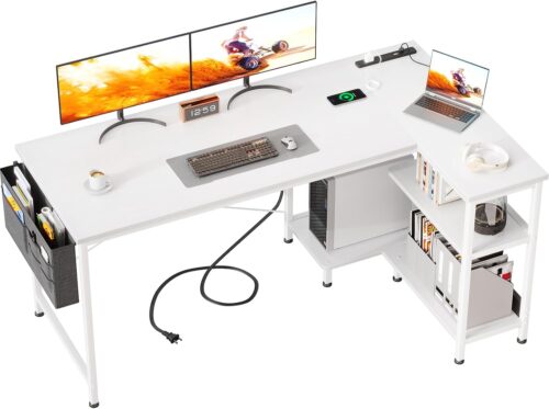 AODK ゲーミングデスク コンセント付き l字デスク